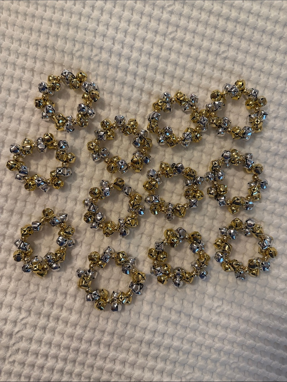 Gold & Silver Jingle Bell Napkin Rings - Set of 12 - Picture 2 of 3